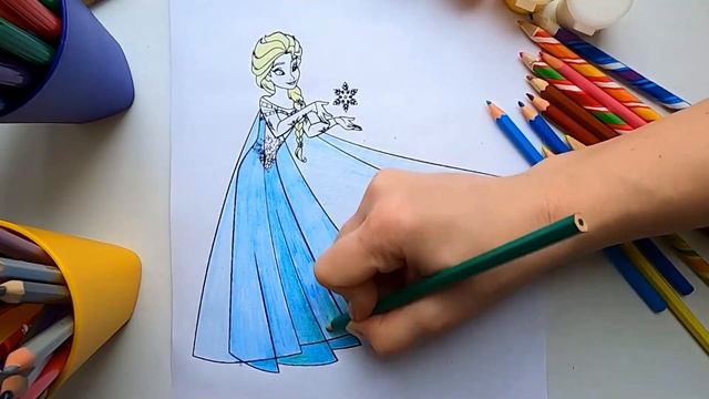 Elsa. Frozen. Draw with pencils. Холодное сердце. Эльза. Раскраска смотреть онлайн