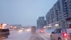 Якутск. Улица Лермонтова. Снегопад