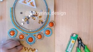 Часть 2. Как сделать колье из фетра и страз. колье своими руками. Belly Dance costume decoration