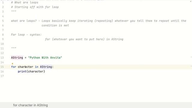 Python with Anvita #33 - Python programming from scratch for beginners + Loops, for loops