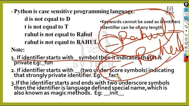 IDENTIFIERS IN PYTHON | #PYTHON