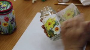 Декупаж стеклянной банки