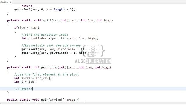 Quick Sort in Java: Step-by-Step Guide and Complete Code Tutorial | Quick Sort | AlgoXploration