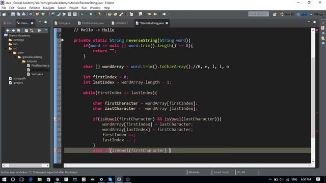 Java- Reverse vowels of a string смотреть онлайн