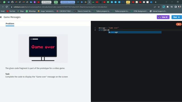 8 Game Messages | Introduction to Python | Sololearn