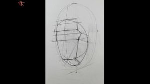 Конструктивный рисунок гипсовой маски головы человека