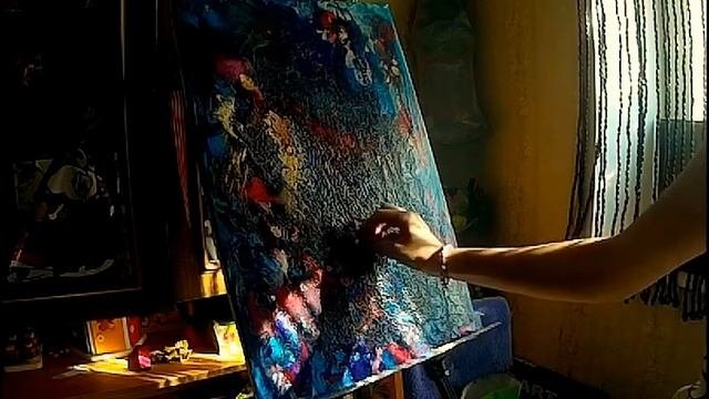 Уроки рисования, как дописать картину маслом, пишем абстракцию.