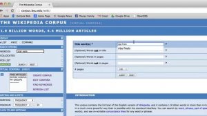 BYU Wikipedia corpus: Creating corpora: Basic