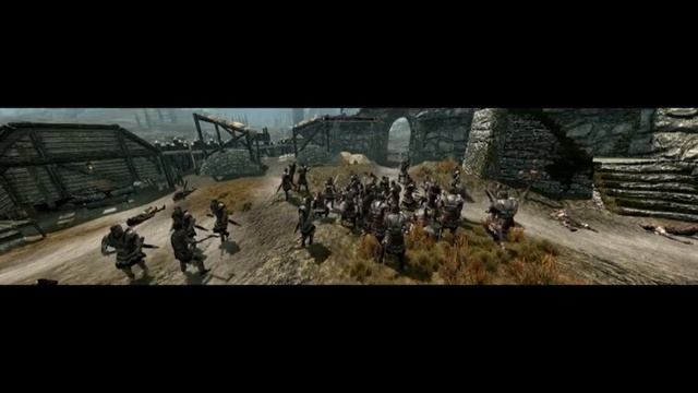 Skyrim 35 Imperial vs 12 Stormcloaks Triple Monitor Max Settings NPC battle (HD) смотреть онлайн