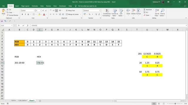 Part 255 - How to convert RGB to HEX & HEX to RGB Value in Excel by using VBA | Kallanai YT смотреть онлайн