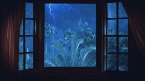 Шум дождя в окне со звуками грома для сна