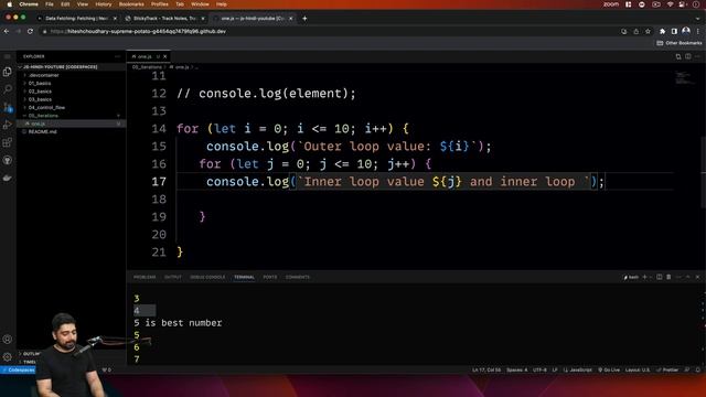 For loop with break and continue in javascript | chai aur #javascript смотреть онлайн