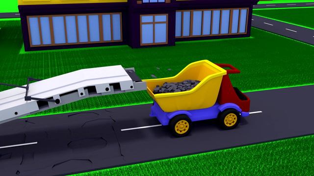 Truck Tim and roadworks. Paver and road milling machine. Road repair. Cartoon for kids and toddlers смотреть онлайн
