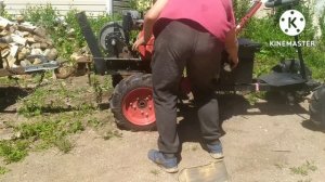 мини трактор из мотоблока!!! возим кирпичи!!!