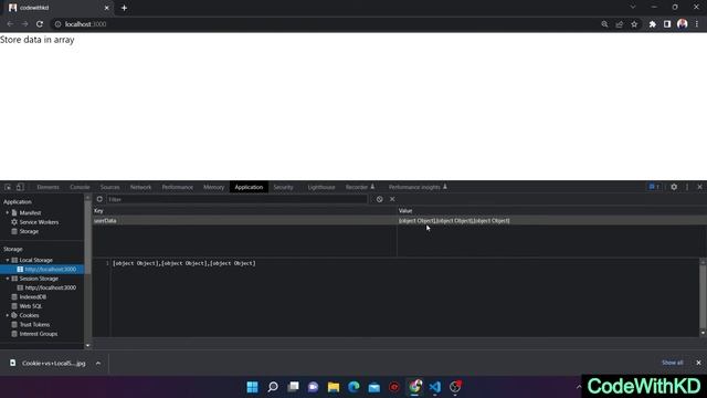 How to STORE and USE an Array in Local Storage in react js