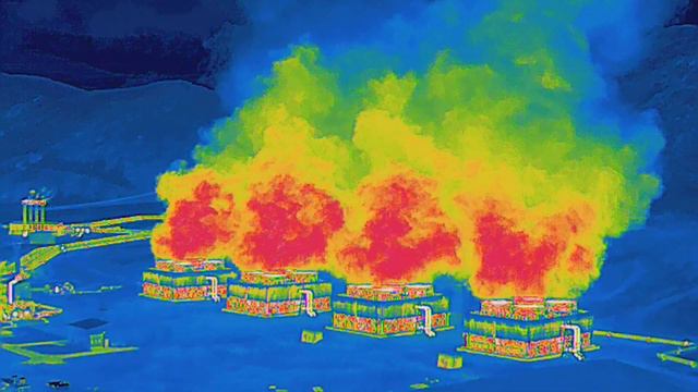 Geothermal Power Plant Seen From a Thermal Camera Drone смотреть онлайн