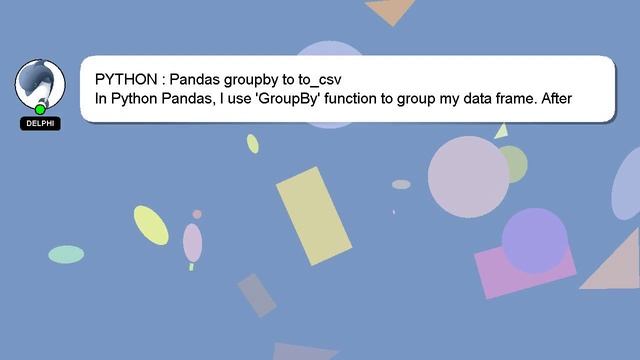 PYTHON : Pandas groupby to to_csv