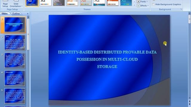 IEEE 2015 JAVA IDENTITY BASED DISTRIBUTED PROVABLE DATA POSSESSION IN MULTI CLOUD STORAGE