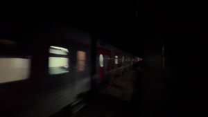 Встречные поезда в ночи: две ЭД4М, "Ласточка" ЭС1, два "Дончака" с пасс.поездами из окна поезда,202