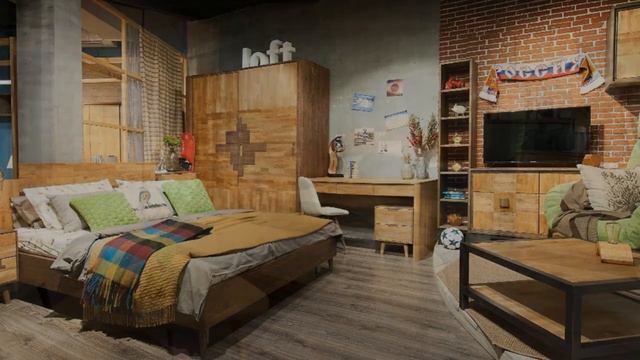 Двуспальная кровать Irving Design с оригинальным изголовьем из дуба | БЕЛФАН смотреть онлайн