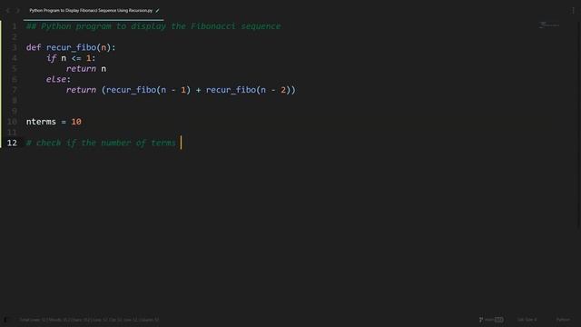 Display Fibonacci Sequence Using Recursion in Python | Python Examples | Python Coding Tutorial