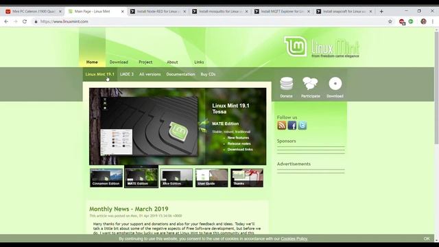 Home Automation - Linux Mint 19.1 Installation on Mini PC Celeron J1800 with Dual Lan