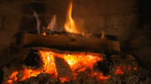 Real Burning Fireplace + Crackling Fire Sounds, No Music, 4K HD, 3 Hours Screensaver