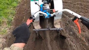 Нарезаю боровки окучником на  мотоблоке НЕВА
