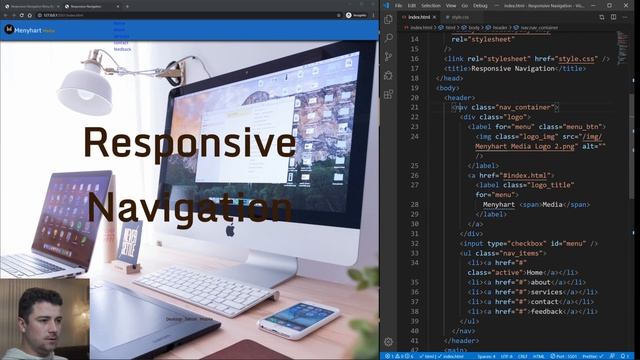 Responsive Navigation Menu Bar using HTML & CSS Media Query
