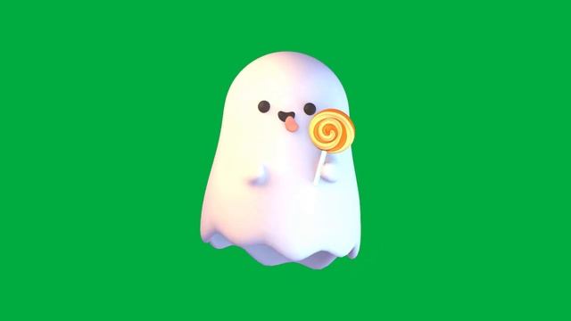 Isolated cute ghost with lollipop loop green screen смотреть онлайн