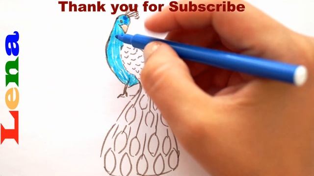 Pfau zeichnen - Vogel malen - How to draw a peacock - bird drawing - как нарисовать павлина смотреть онлайн