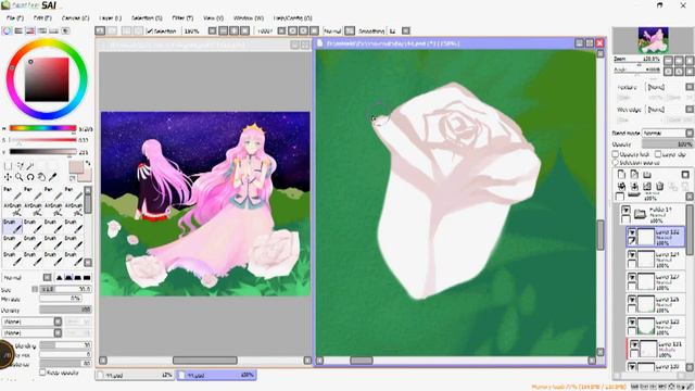 『SAI』SpeedPaint ≡ How to coloring Rose Garden : Step by Step (วิธีลงสีทุ่งกุหลาบ) смотреть онлайн