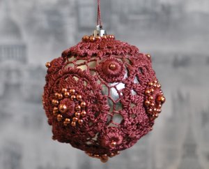 Эксклюзивный шикарный новогодний шар в технике ирландского кружева 1часть.avi