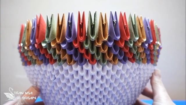 How To Make 3D Origami Flower Vase V6, paper flower vase | cómo hacer florero de papel смотреть онлайн