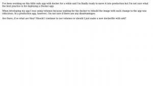 When deploying a production app using docker, should I still use volumes