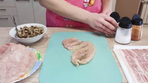 Куриные рулетики в беконе с грибной начинкой. Вкус и аромат, просто супер