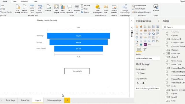Power Bi Drill through (Preview) Action Feature