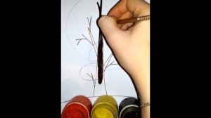 Рисуем осеннее дерево! Как рисовать дерево!Осенние листья! Желтая листва!   how to draw a tree