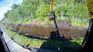 Разрушаем плотины бобров Длиннорукий экскаватор