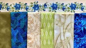 Лоскутное одеяло. Подбор тканей на детское одеяло "Синий сад императора". №365 б