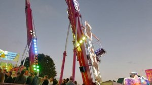 Germany Stuttgart attractions - Infinity giant + Rock'n'Roller coaster. Volksfest 4K.