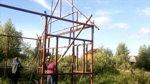 Строим гараж 6х9 из профтрубы 60х60 часть 2 Каркас Фермы Пол