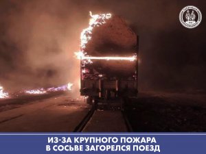 Из-за крупного пожара на Урале загорелся поезд