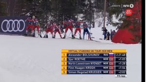 Александр Большунов финиширует в полном одиночестве. Масс-старт. 34 километра