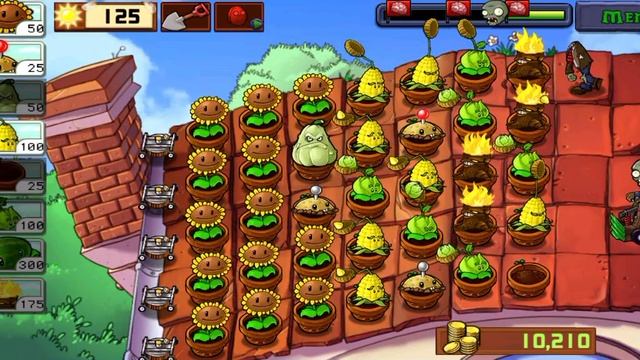 Зомби против растений уровень 9 крыша. Plants vs Zombie level 9 roof.