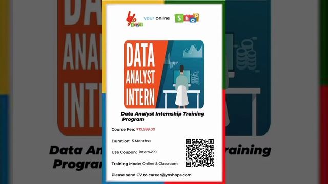 Apply Now Data Analyst Internship Training Program from Yshops Offer Price Rs.499 only for 2 months