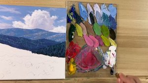 Cloudy Flower Valley / Acrylic Painting / Correa Art