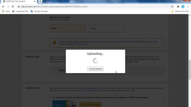 This objects is outside the margins kindle direct publishing paperback book error