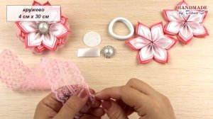 Резинки для волос из узкой ленты шириной 1,2 см. МК. Канзаши. DIY. Kanzashi. Ribbon flowers.