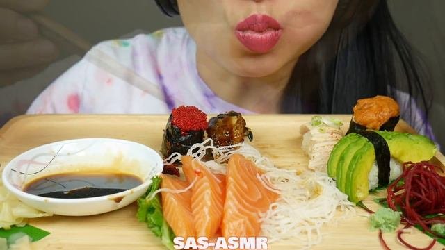 ASMR SUSHI PLATTER *SASHIMI + NIGIRI (EATING SOUNDS) NO TALKING | SAS-ASMR